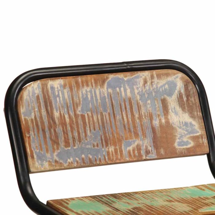 Tabourets de bar lot de 4 46x35,5x70cm bois massif récupération – Image 3