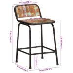 Tabourets de bar lot de 4 46x35,5x70cm bois massif récupération – Image 7