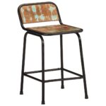 Tabourets de bar lot de 4 46x35,5x70cm bois massif récupération – Image 8
