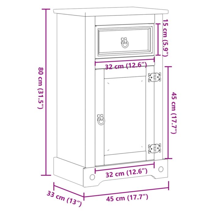 Armoire de salle de bain Corona 45x33x80 cm bois de pin massif – Image 8