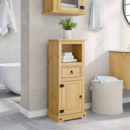 Armoire de salle de bain Corona 45x33x110 cm bois de pin massif