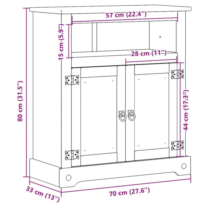 Armoire de salle de bain Corona 70x33x80 cm bois de pin massif – Image 8