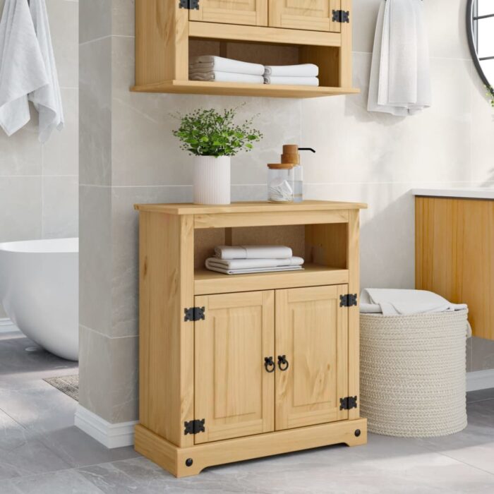 Armoire de salle de bain Corona 70x33x80 cm bois de pin massif – Image 1