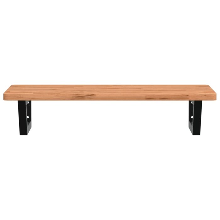 Étagère de vasque murale acier et bois massif de hêtre – Image 2