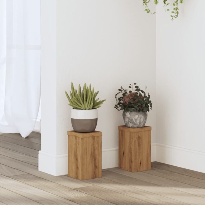 Supports pour plantes 2 pcs chêne artisanal bois d'ingénierie – Image 1