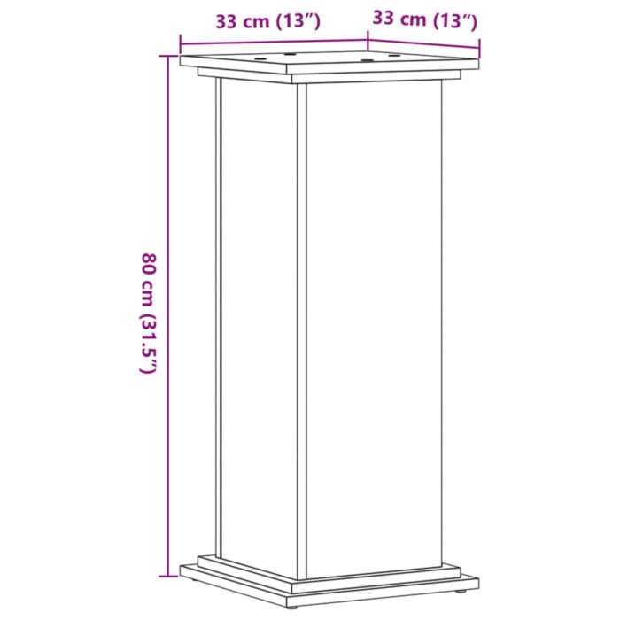Support pour plantes vieux bois 33x33x80 cm bois d'ingénierie – Image 7