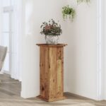 Support pour plantes vieux bois 33x33x80 cm bois d'ingénierie