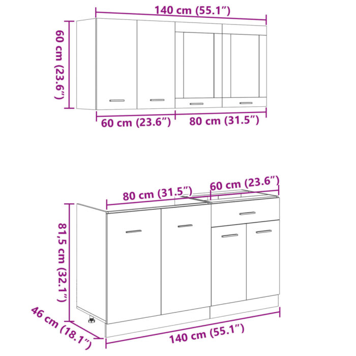 Ensemble d'armoires de cuisine 4 pcs chêne sonoma – Image 8