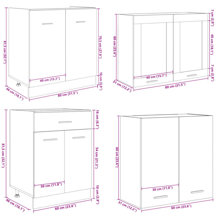 Ensemble d'armoires de cuisine 4 pcs chêne sonoma – Image 9