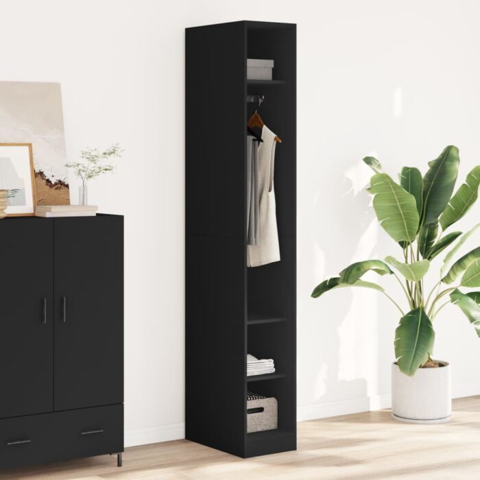 Garde-robe noir 30x50x200 cm bois d'ingénierie – Image 1
