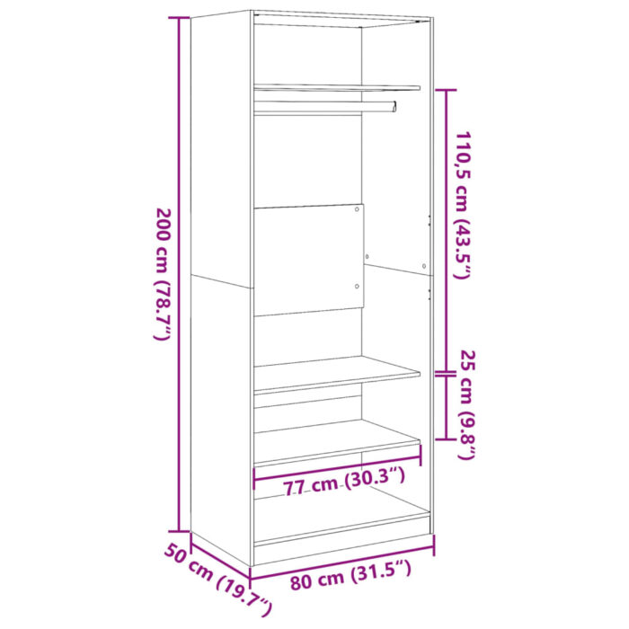 Garde-robe chêne marron 80x50x200 cm bois d'ingénierie – Image 7