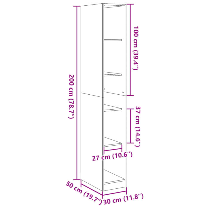 Garde-robe vieux bois 30x50x200 cm bois d'ingénierie – Image 7
