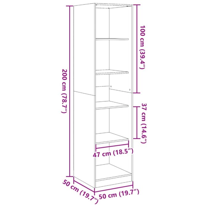 Garde-robe gris sonoma 50x50x200 cm bois d'ingénierie – Image 7