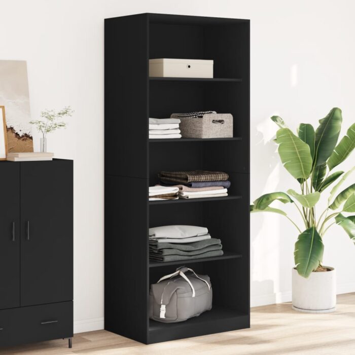 Garde-robe noir 80x50x200 cm bois d'ingénierie – Image 1
