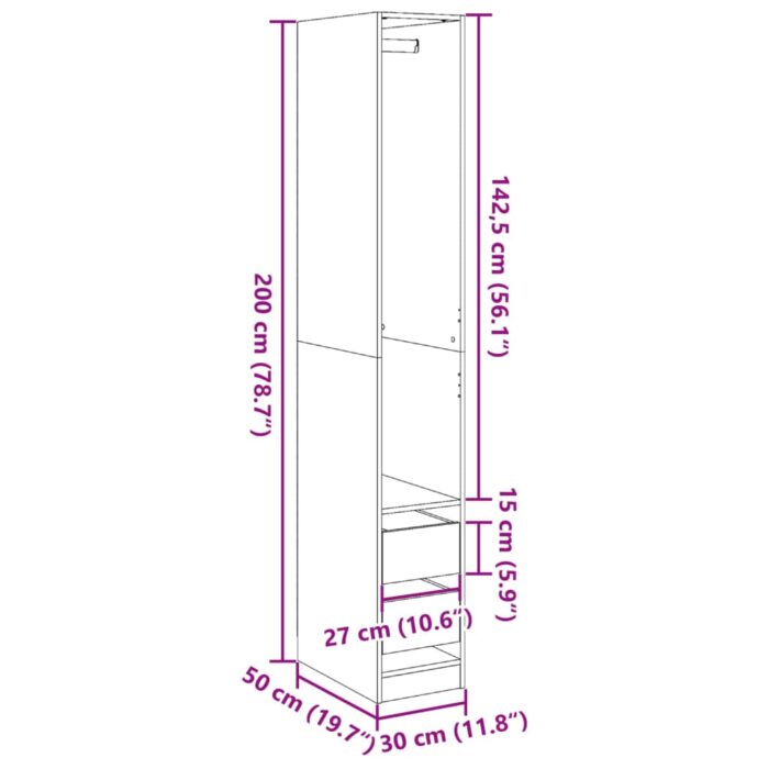 Garde-robe sonoma gris 30x50x200 cm bois d'ingénierie – Image 8