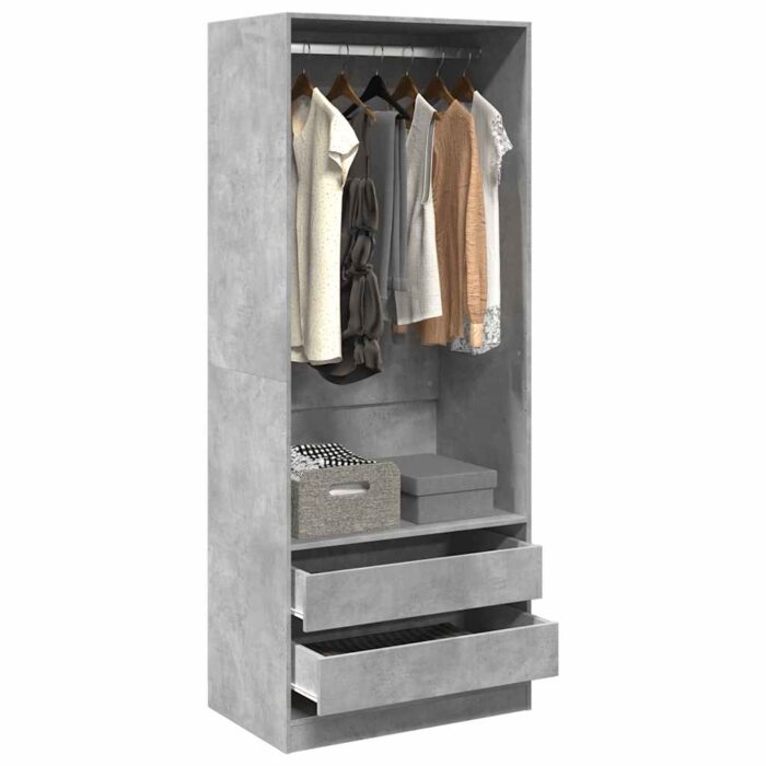 Garde-robe gris béton 80x50x200 cm bois d'ingénierie – Image 1