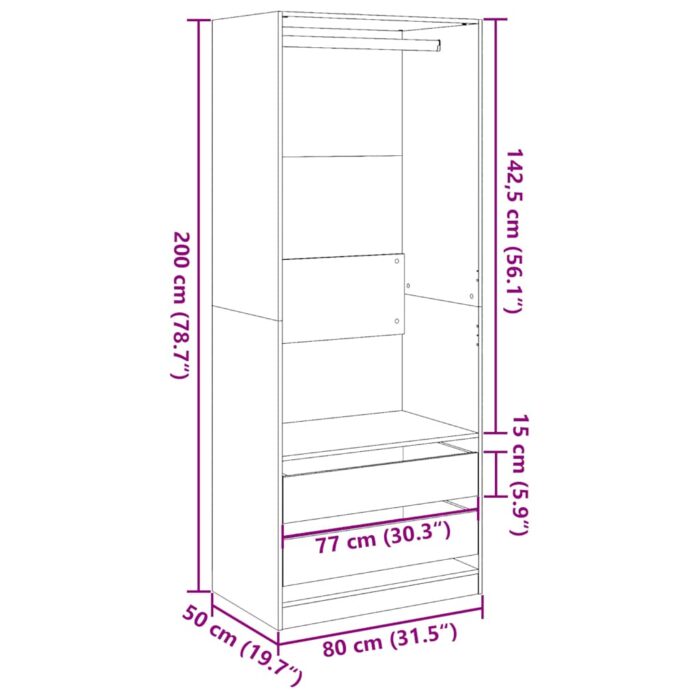 Garde-robe sonoma gris 80x50x200 cm bois d'ingénierie – Image 8