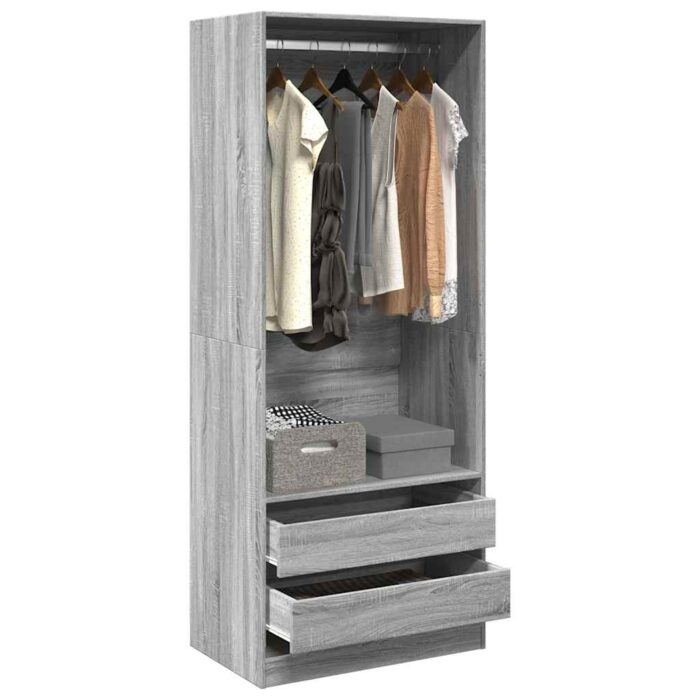 Garde-robe sonoma gris 80x50x200 cm bois d'ingénierie – Image 1