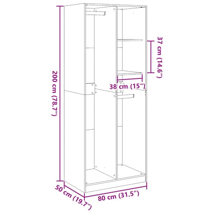 Garde-robe chêne sonoma 80x50x200 cm bois d'ingénierie – Image 8