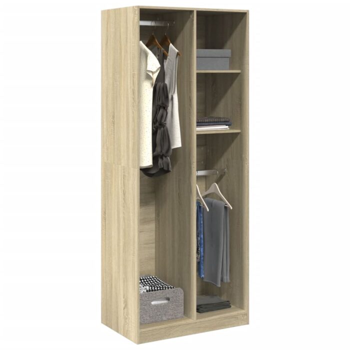 Garde-robe chêne sonoma 80x50x200 cm bois d'ingénierie – Image 1