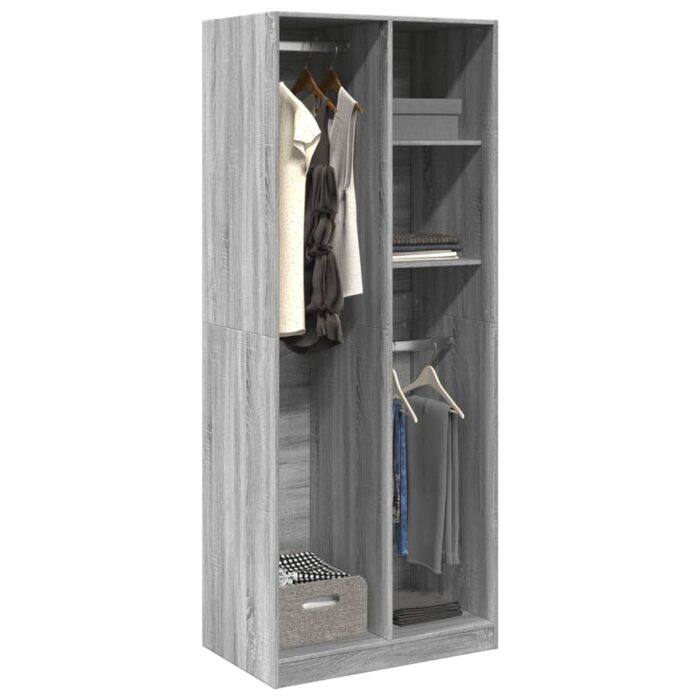 Garde-robe sonoma gris 80x50x200 cm bois d'ingénierie – Image 1