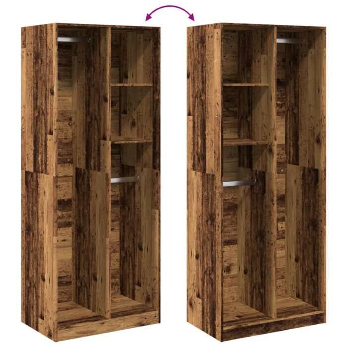 Garde-robe vieux bois 80x50x200 cm bois d'ingénierie – Image 5