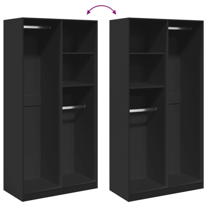 Garde-robe Noir 100x50x200 cm Aggloméré – Image 5