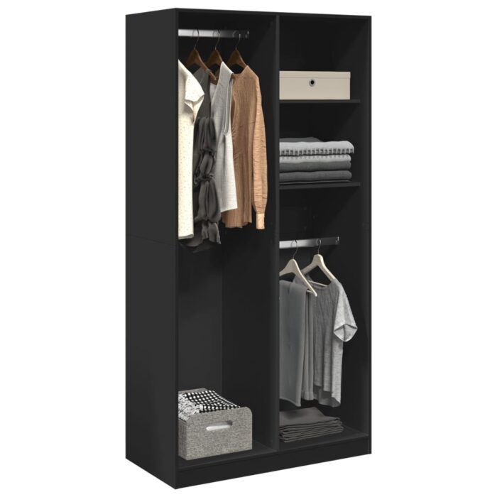 Garde-robe Noir 100x50x200 cm Aggloméré – Image 1