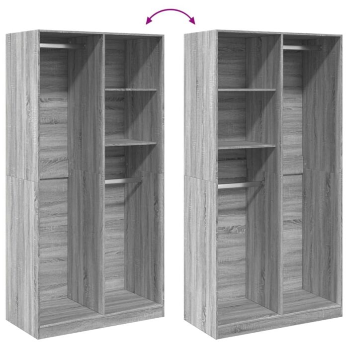 Garde-robe sonoma gris 100x50x200 cm bois d'ingénierie – Image 5