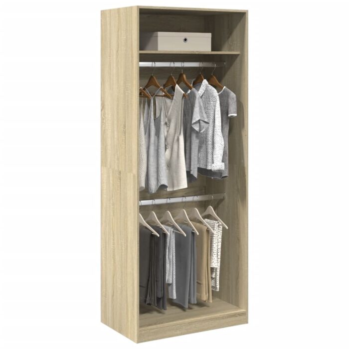 Garde-robe chêne sonoma 80x50x200 cm bois d'ingénierie – Image 1