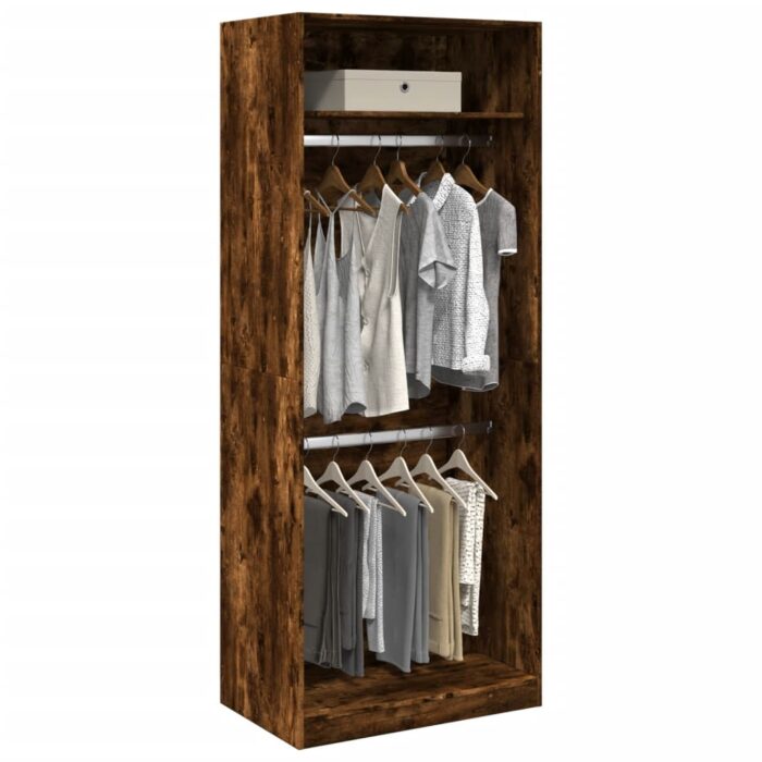 Garde-robe chêne fumé 80x50x200 cm bois d'ingénierie – Image 1