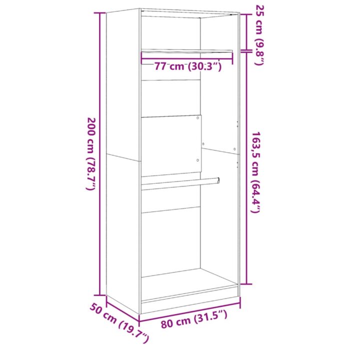 Garde-robe chêne marron 80x50x200 cm bois d'ingénierie – Image 7