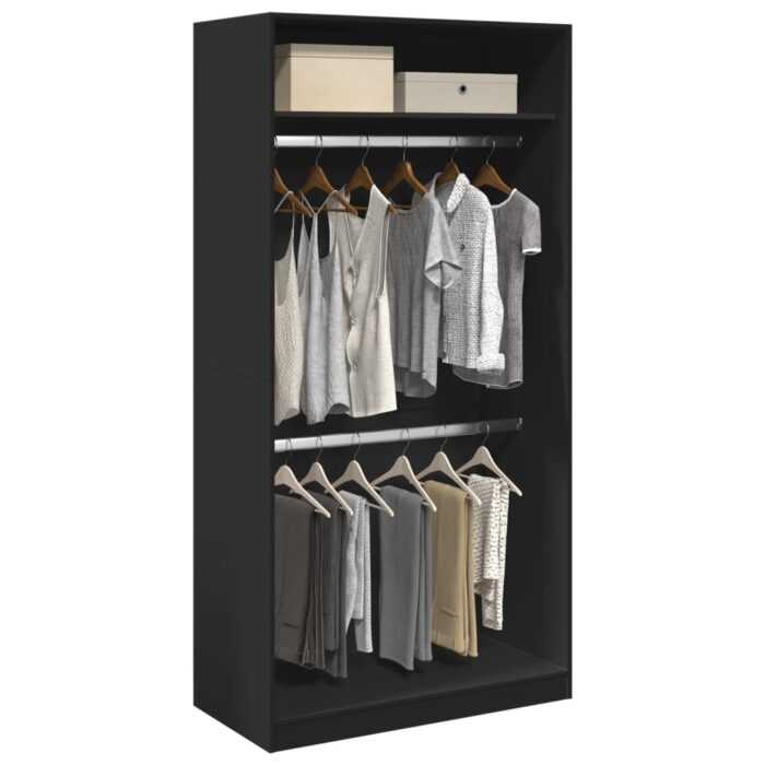 Garde-robe Noir 100x50x200 cm Aggloméré – Image 1