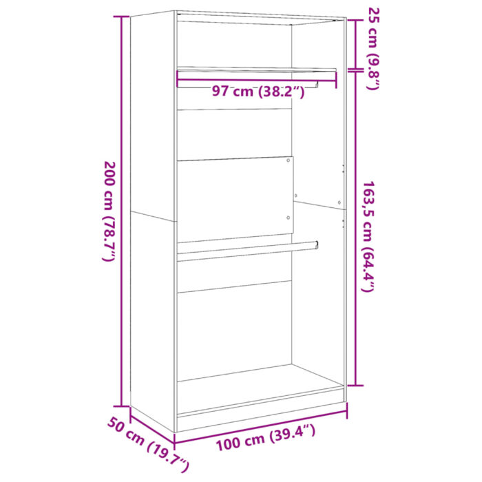 Garde-robe chêne artisanal 100x50x200 cm bois d'ingénierie – Image 7