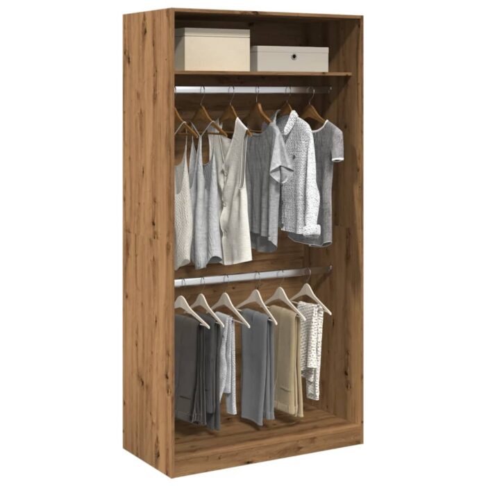 Garde-robe chêne artisanal 100x50x200 cm bois d'ingénierie – Image 1