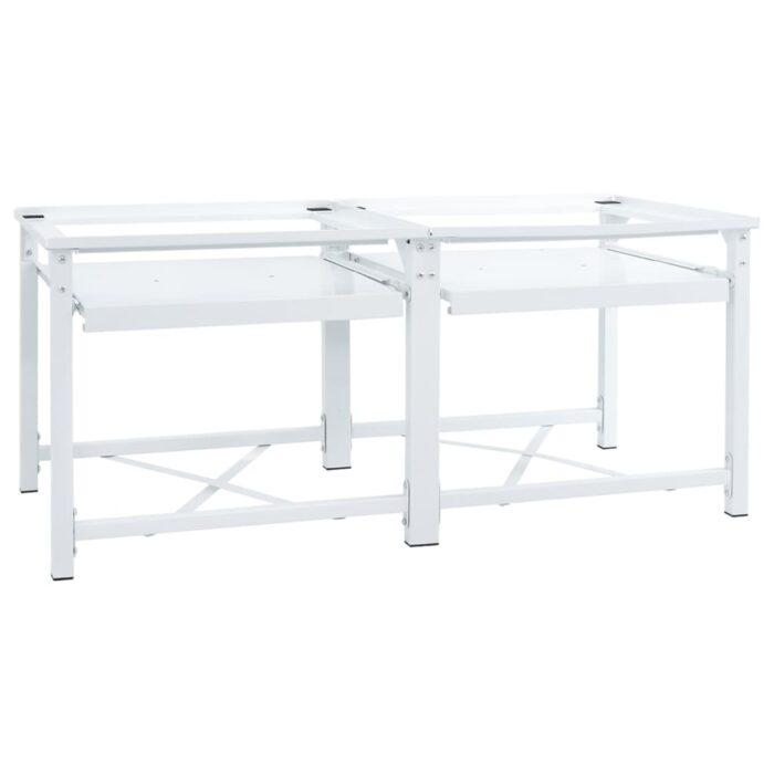 Double socle pour machine à laver étagères coulissantes blanc – Image 1