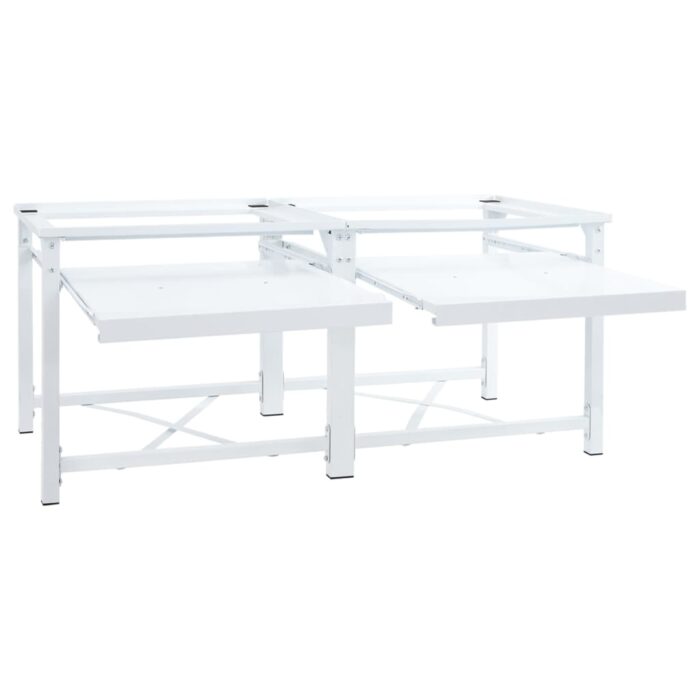 Double socle pour machine à laver étagères coulissantes blanc – Image 2