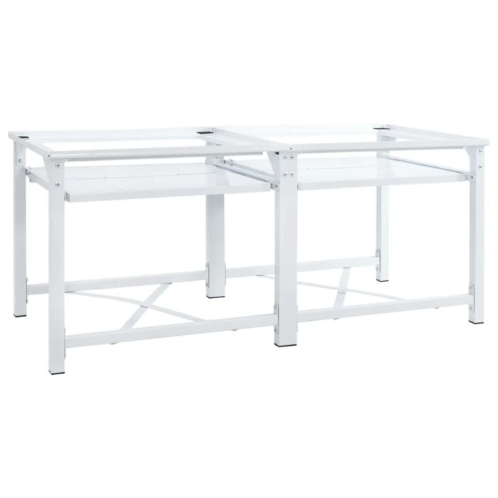 Double socle pour machine à laver étagères coulissantes blanc – Image 4