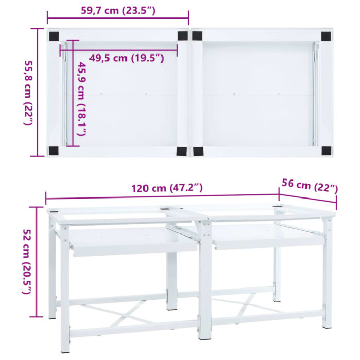 Double socle pour machine à laver étagères coulissantes blanc – Image 8