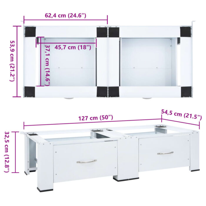 Double socle pour machine à laver avec tiroirs blanc – Image 8