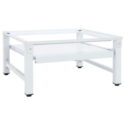 Socle pour machine à laver avec étagère coulissante Blanc
