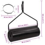 Rouleau à gazon de jardin et colliers d'aérateur noir 63 L fer – Image 7