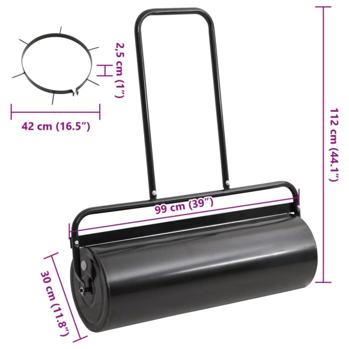 Rouleau à gazon de jardin et colliers d'aérateur 63 L fer acier – Image 7