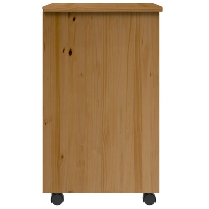 Armoire roulante avec tiroirs MOSS bois de pin marron miel – Image 3