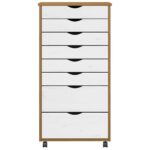 Armoire roulante avec tiroirs MOSS bois de pin marron miel – Image 2