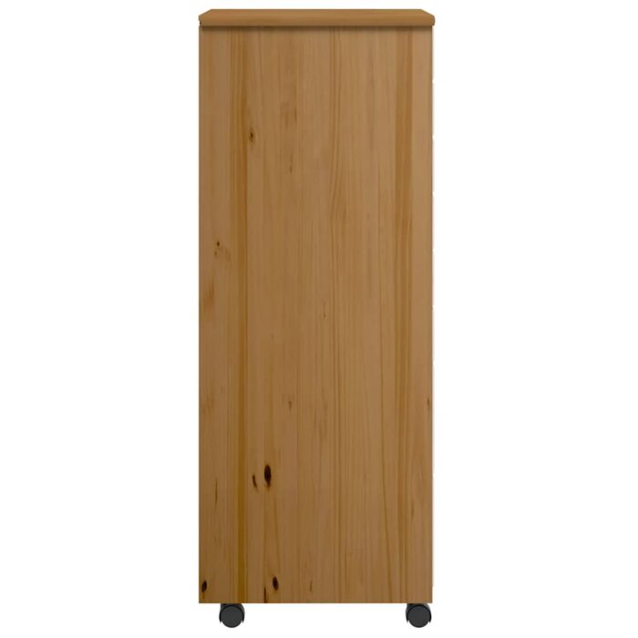 Armoire roulante avec tiroirs MOSS bois de pin marron miel – Image 3