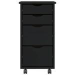 Armoire roulante avec tiroirs MOSS noir bois de pin solide – Image 2