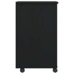 Armoire roulante avec tiroirs MOSS noir bois de pin solide – Image 3