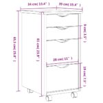 Armoire roulante avec tiroirs MOSS noir bois de pin solide – Image 8