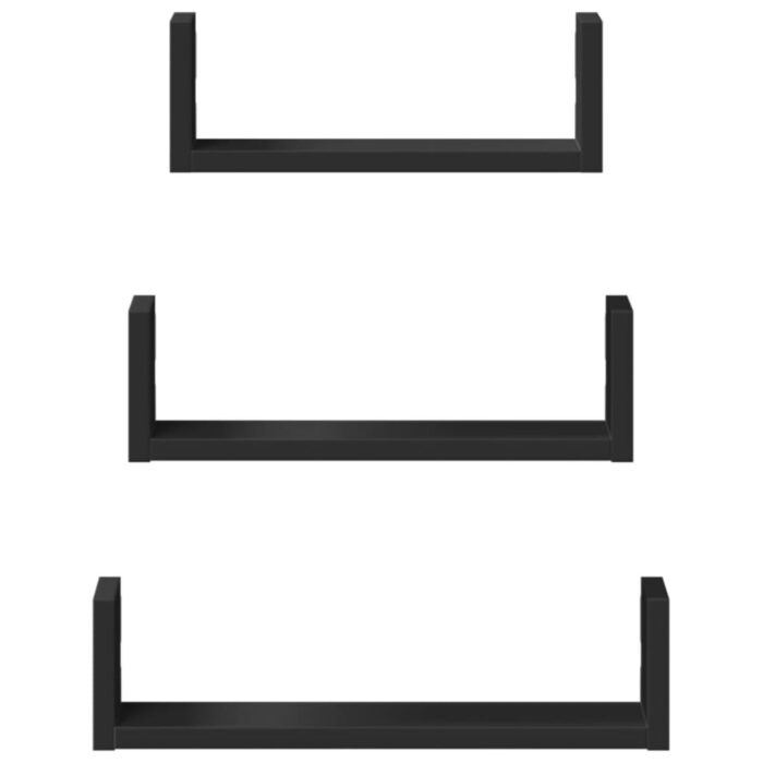 Étagères murales 3 pcs noir bois d'ingénierie – Image 2